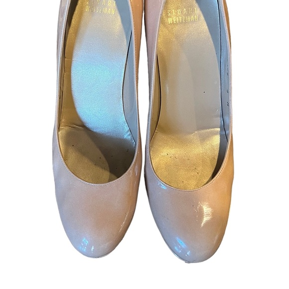 Authentic Stuart Weitzman Platswoon Pump Adobe Aniline Round Toe Nude wPlatform - Picture 4 of 8
